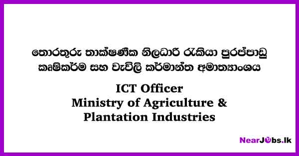 ICT Officer Job Vacancies - Ministry of Agriculture and Plantation ...