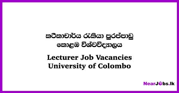 Lecturer, Senior Lecturer - Colombo University Jobs 2024