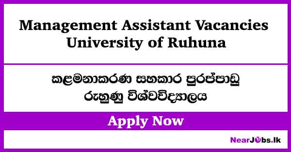 Management Assistant Vacancies 2026 – University of Ruhuna